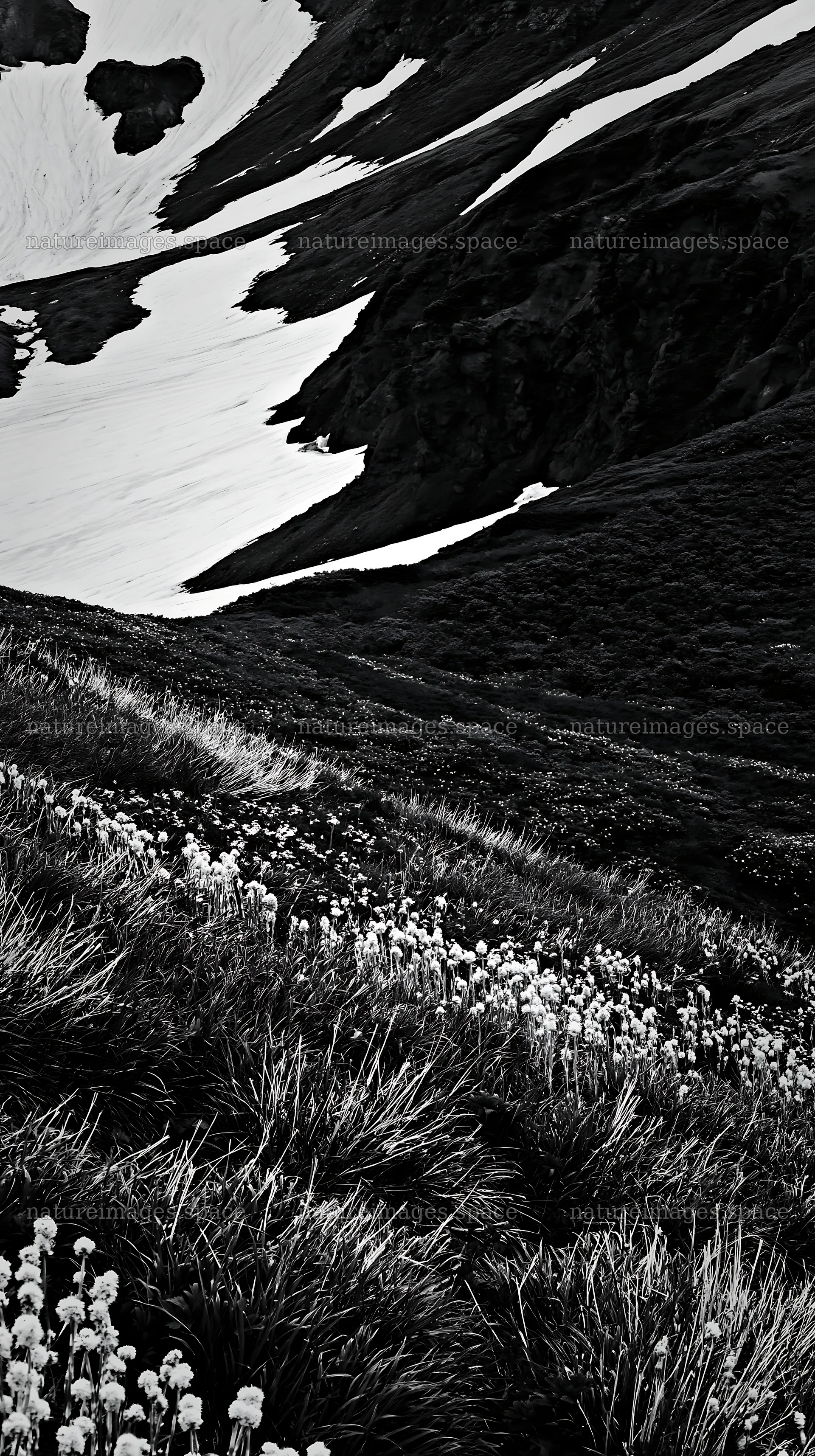 Akita snowmelt meadow with silver grasses under clear skies – nature images 5938x10608