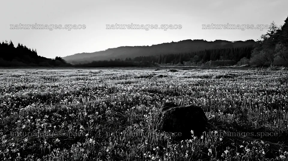 Miyagi spring recovery meadow mossy stone at sunset – nature images 10608x5938