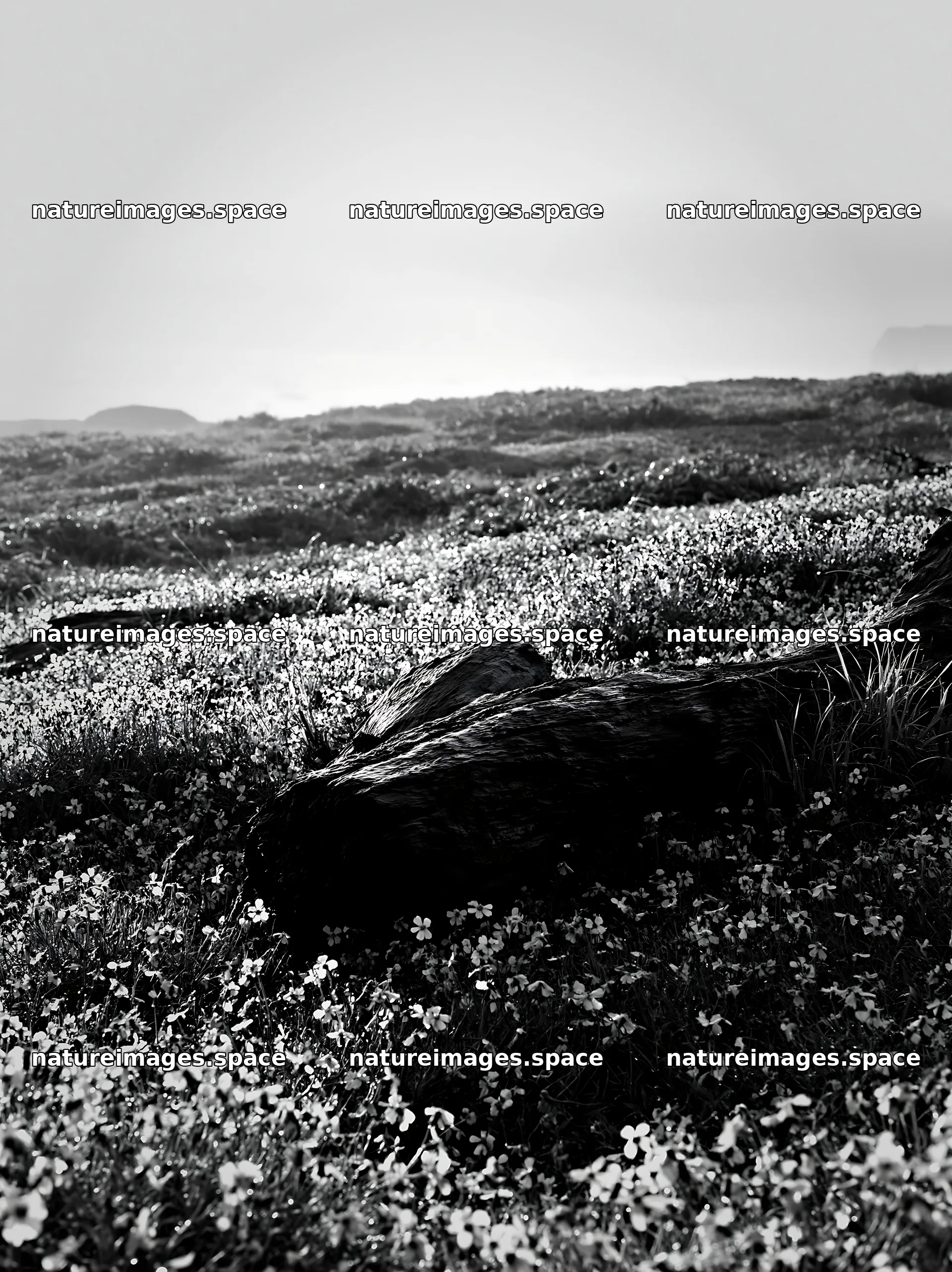 Ishikawa coastal meadow storm washed driftwood on flower field – nature images 6866x9174