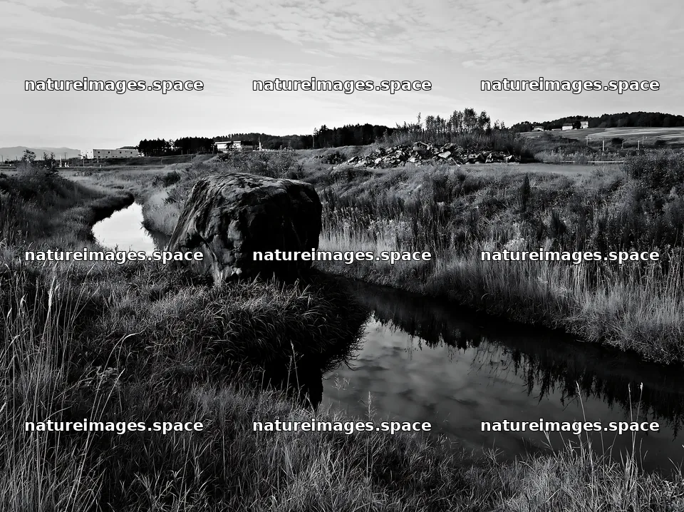 Aomori climate resilient meadow with boulder – nature images 9174x6866