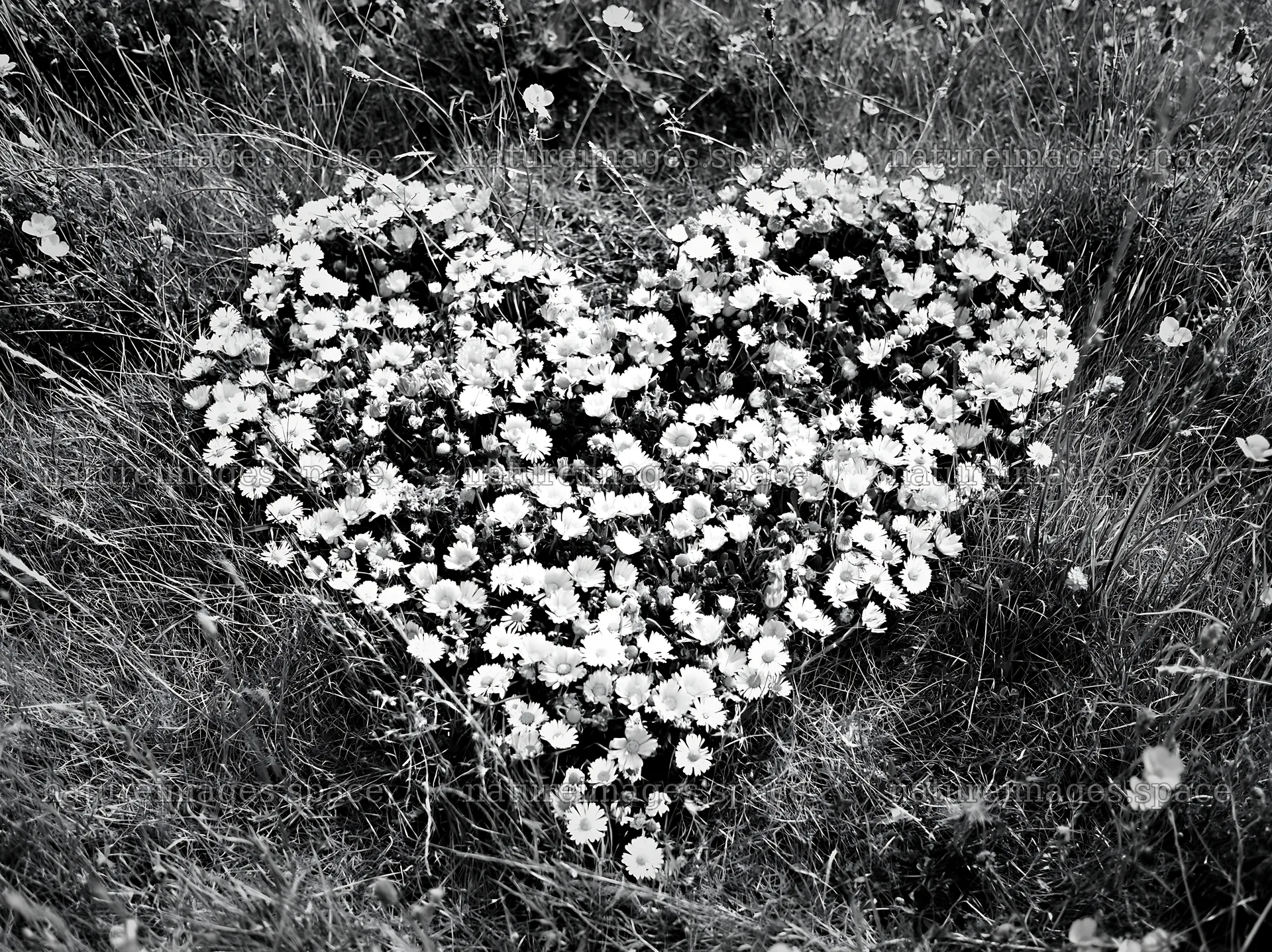 Heart shape made of flowers in meadow during daytime – nature images 9174x6866