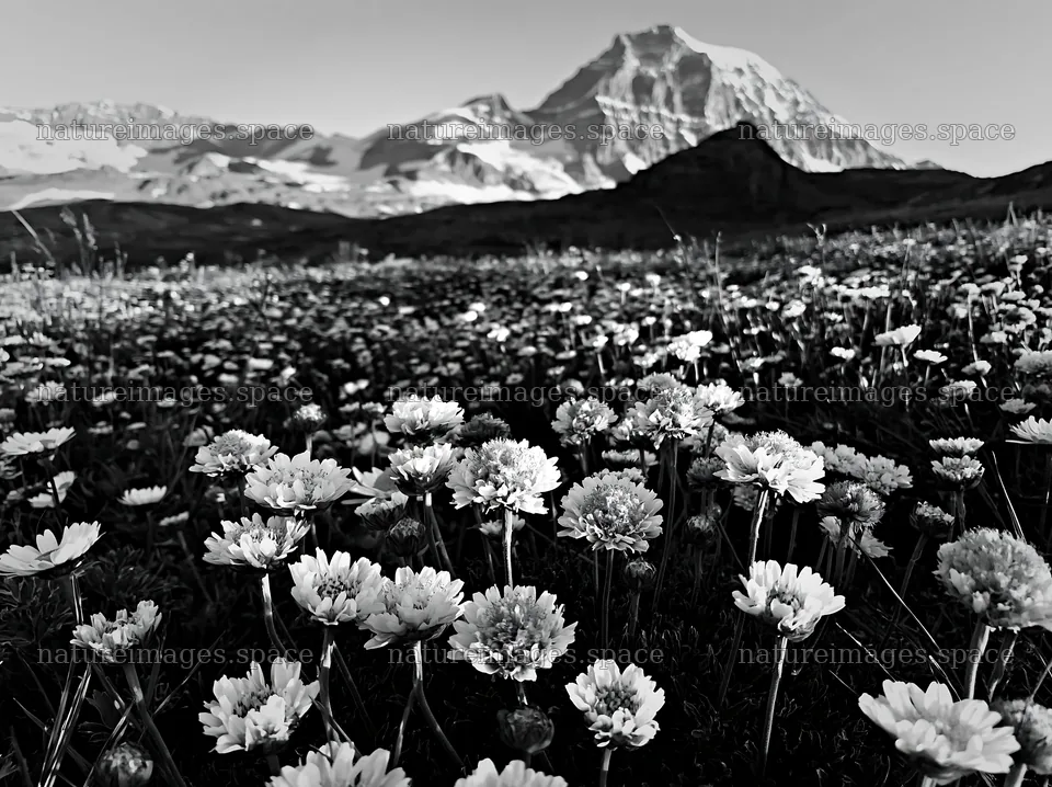 Matterhorn alpine wildflower meadow with blooming flowers – nature images 9174x6866