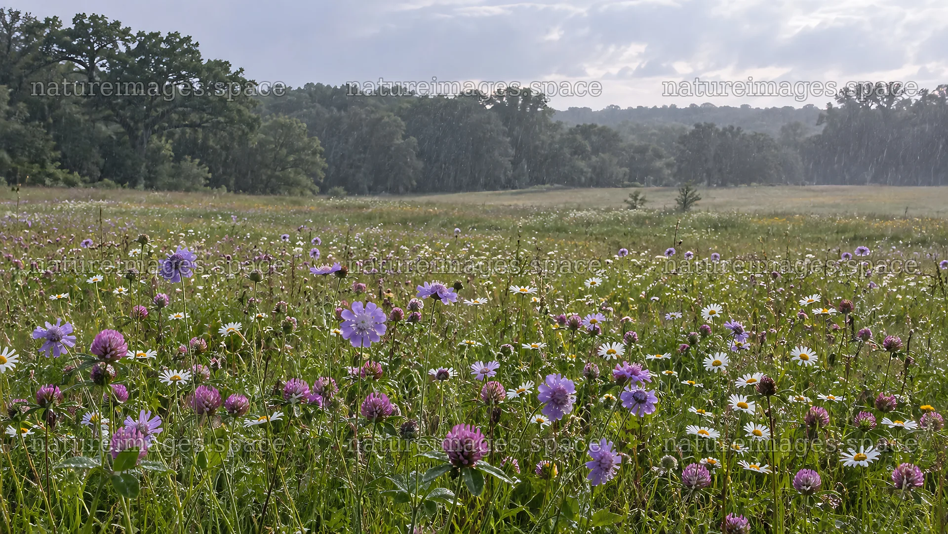 Wildflower Meadow at the Edge of a Forest – nature images 10324x5812