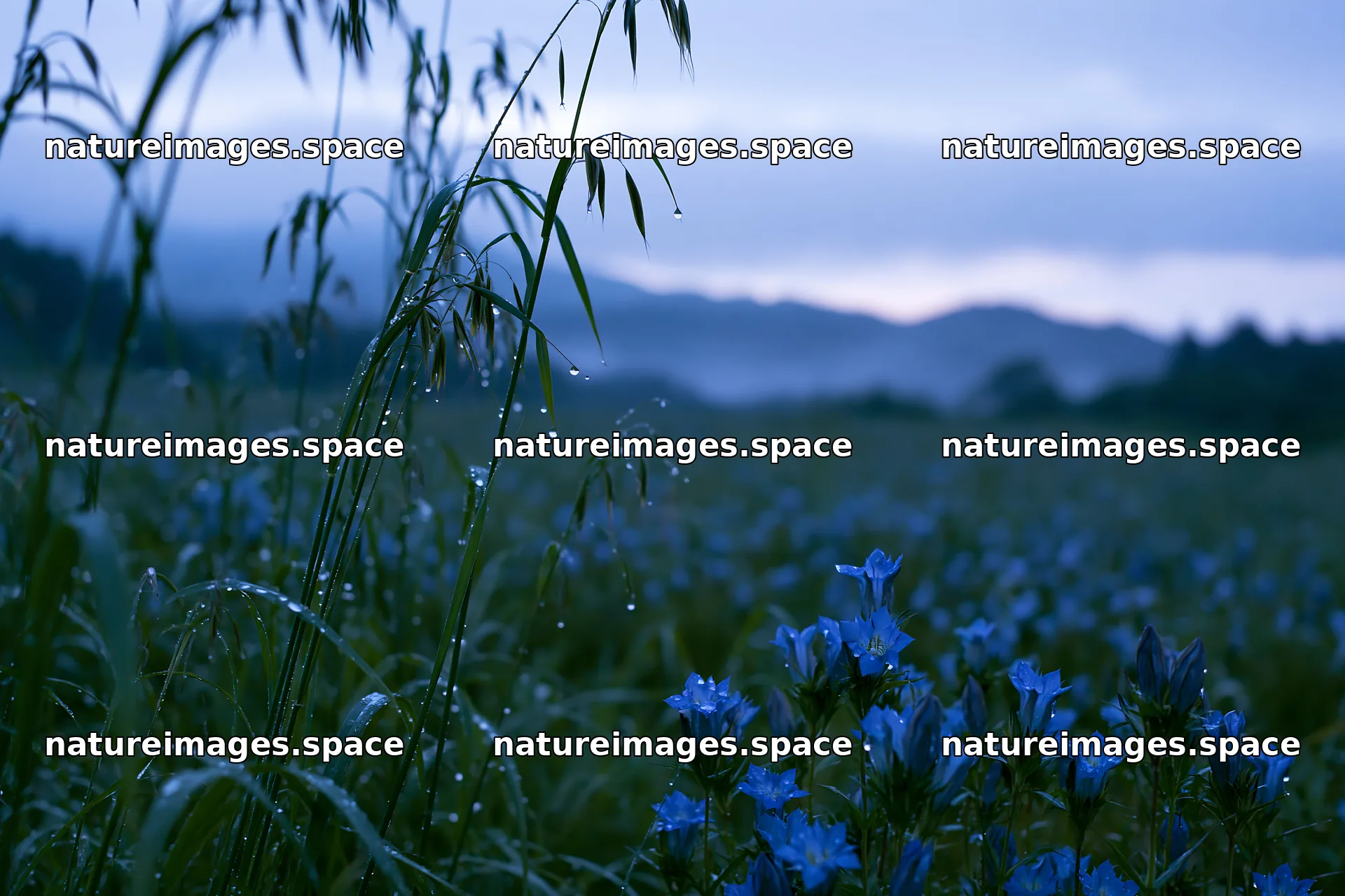 Iwate rain refreshed meadow seedhead foreground – nature images 9722x6480