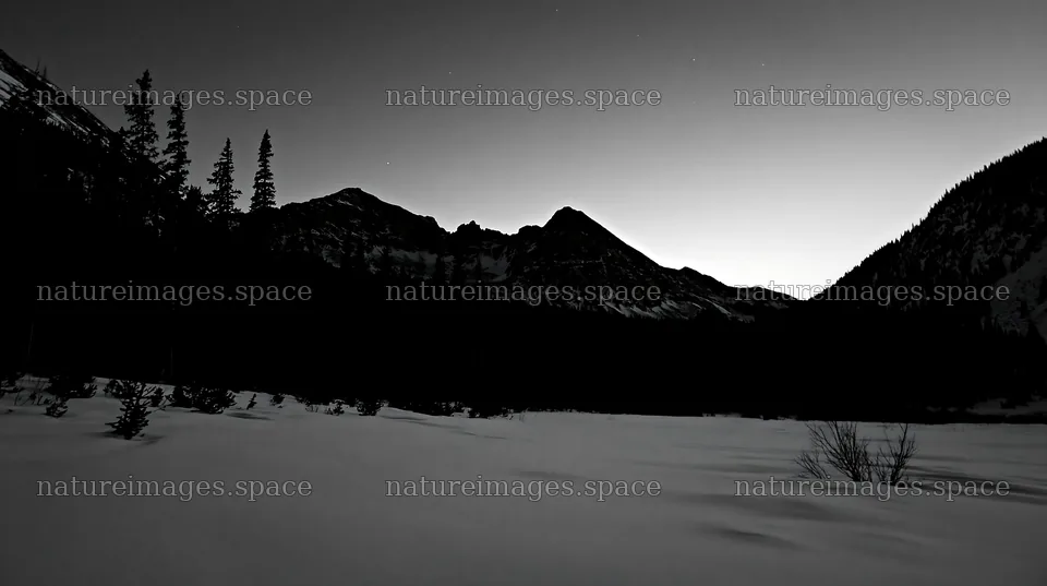 Snowy Rocky Mountain Park meadow at dusk – nature images 10608x5938