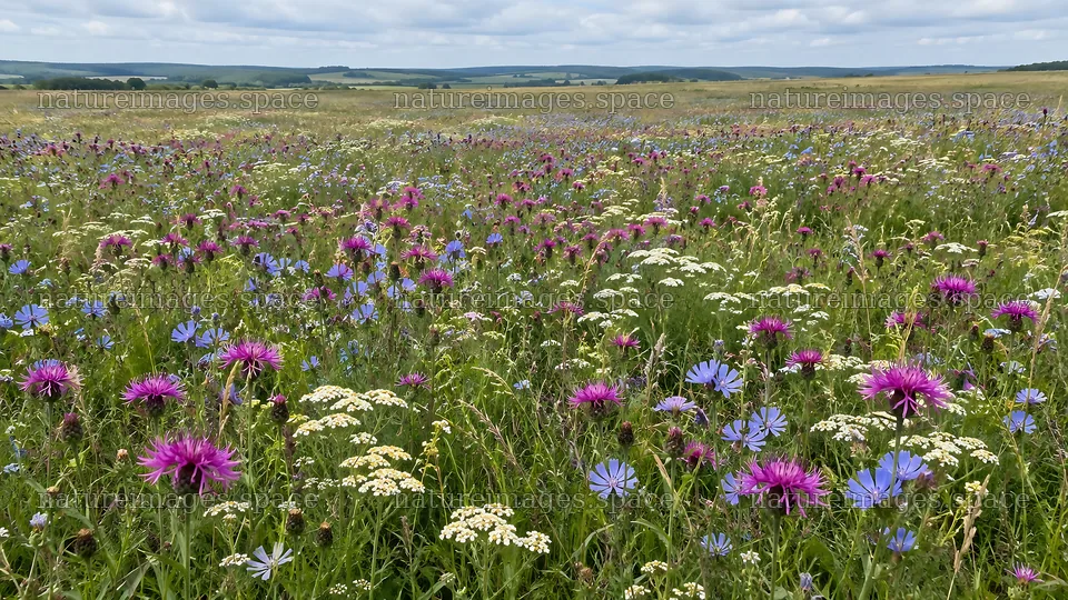 Colorful wildflowers across a rolling meadow – nature images 10324x5812