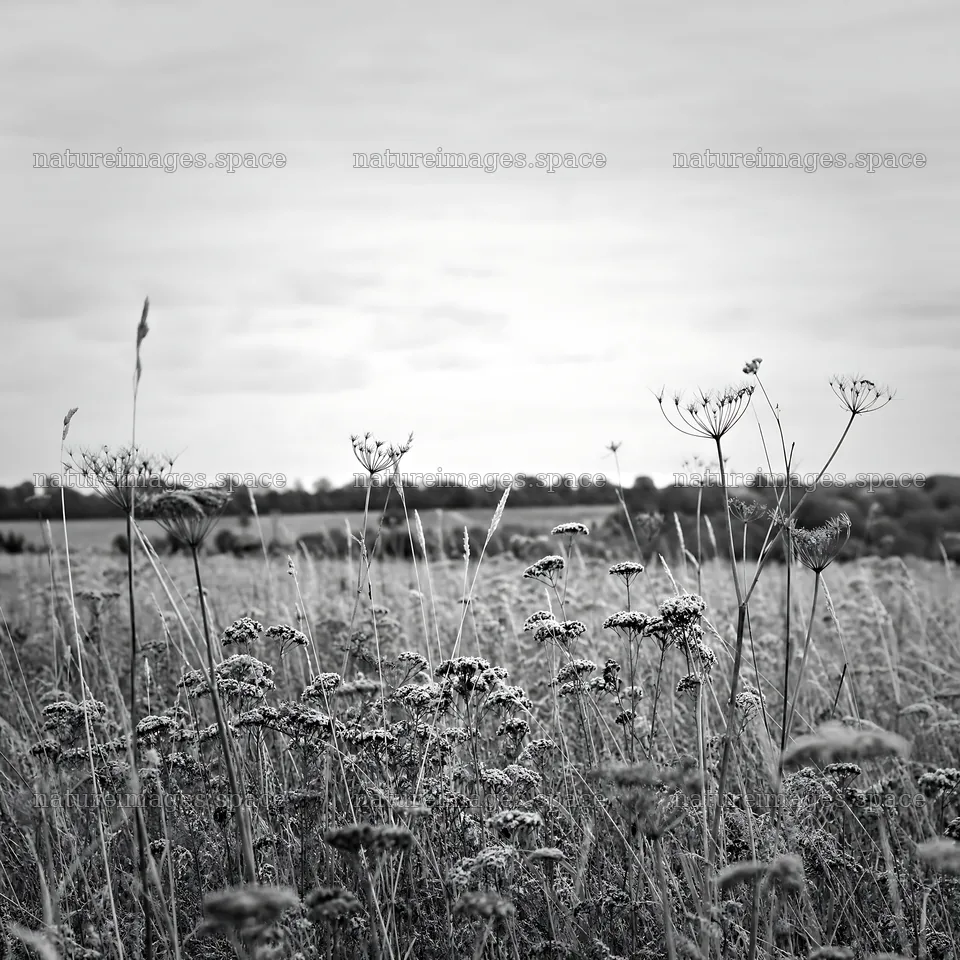 Rewilding meadow with dry grass and wildflowers in natural setting – nature images 7938x7938