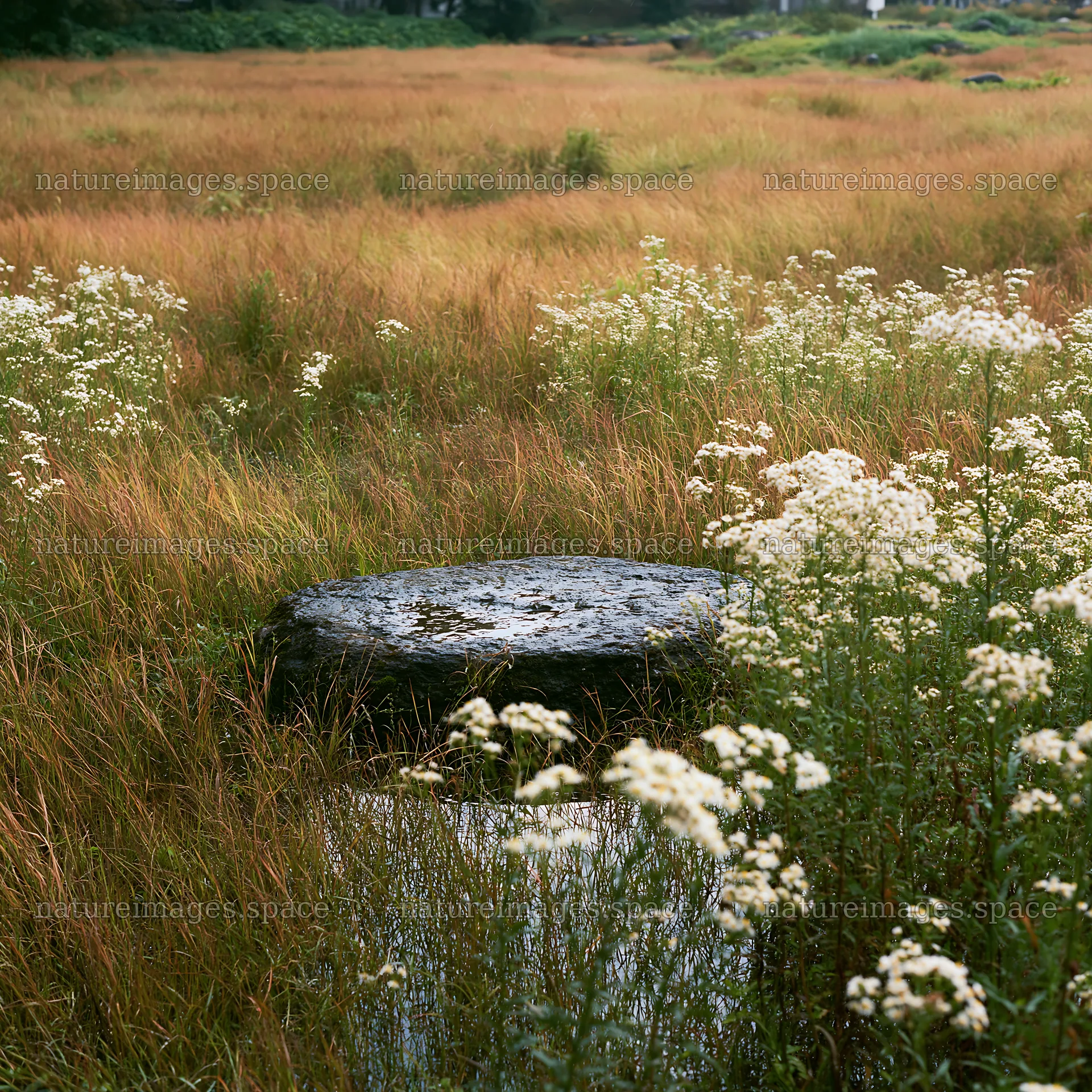 Hiroshima rainy meadow smooth rock foreground – nature images 7938x7938