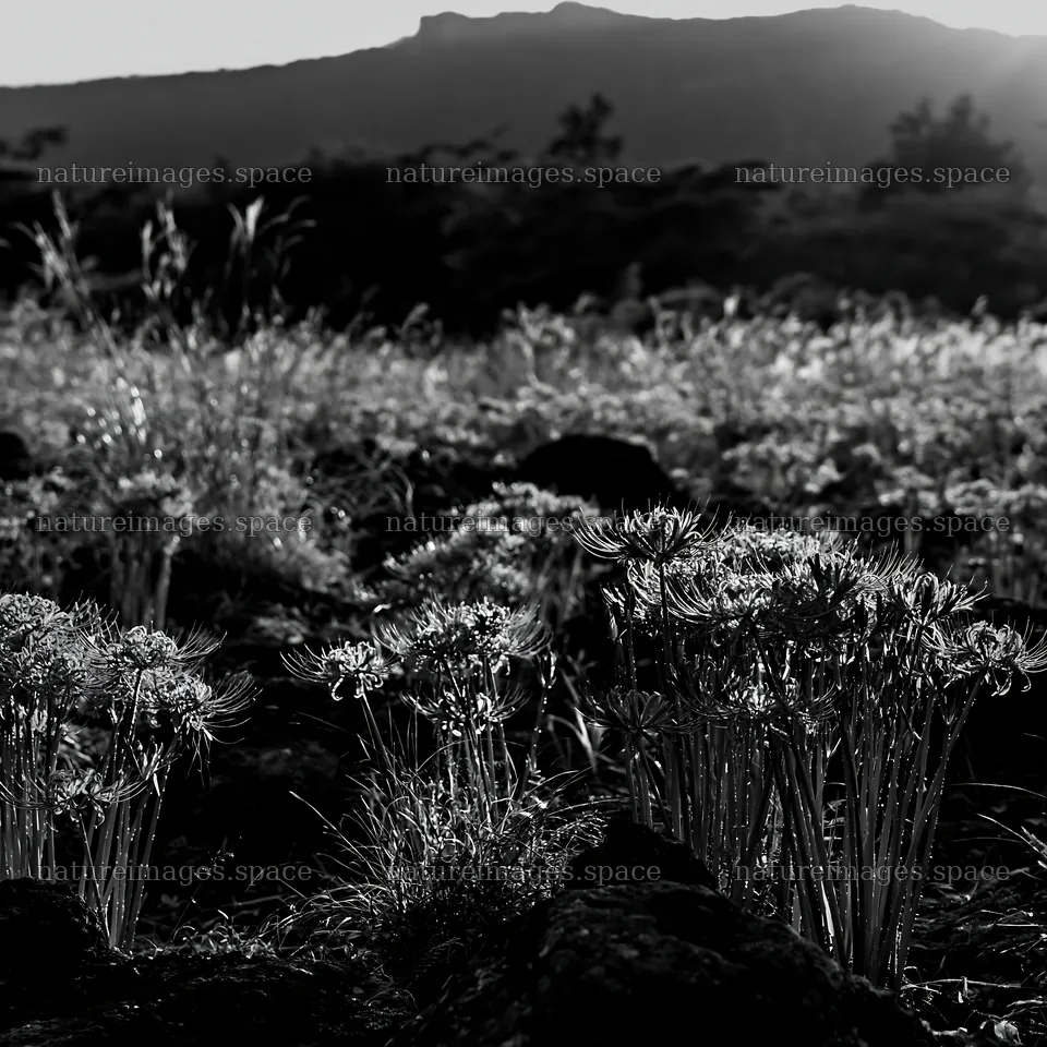 Kanagawa heat resilient meadow volcanic stones at sunset – nature images 7938x7938