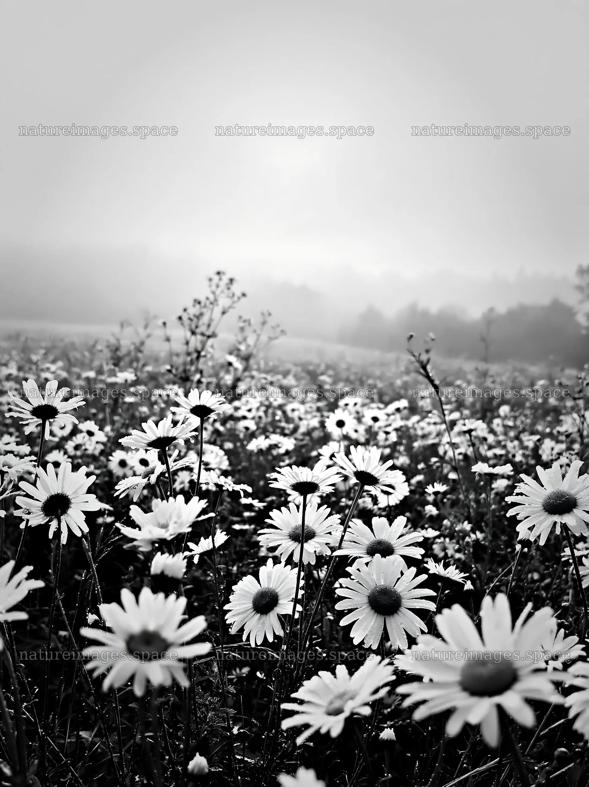 Colorful daisy meadow in bright daylight – nature images 6866x9174