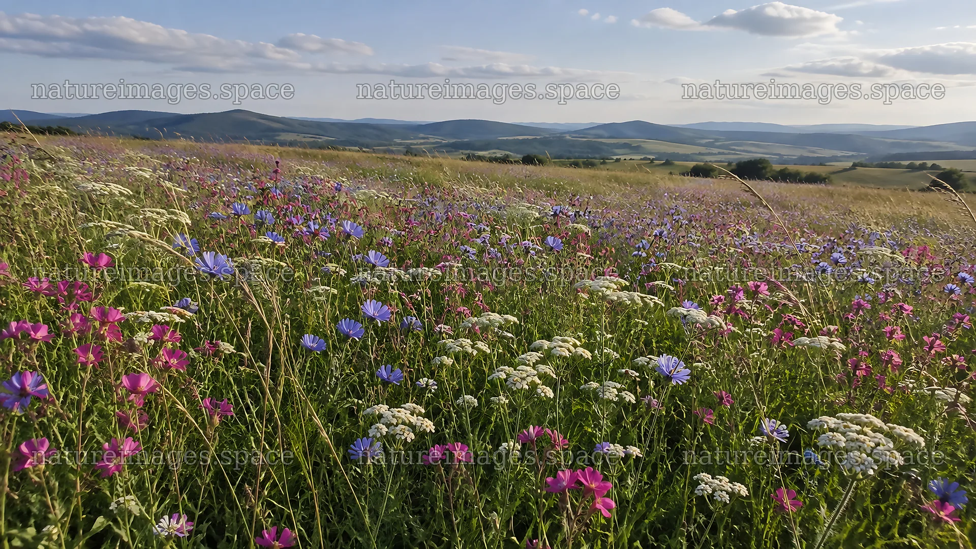 Colorful Wildflowers Across a Rolling Meadow – nature images 10324x5812