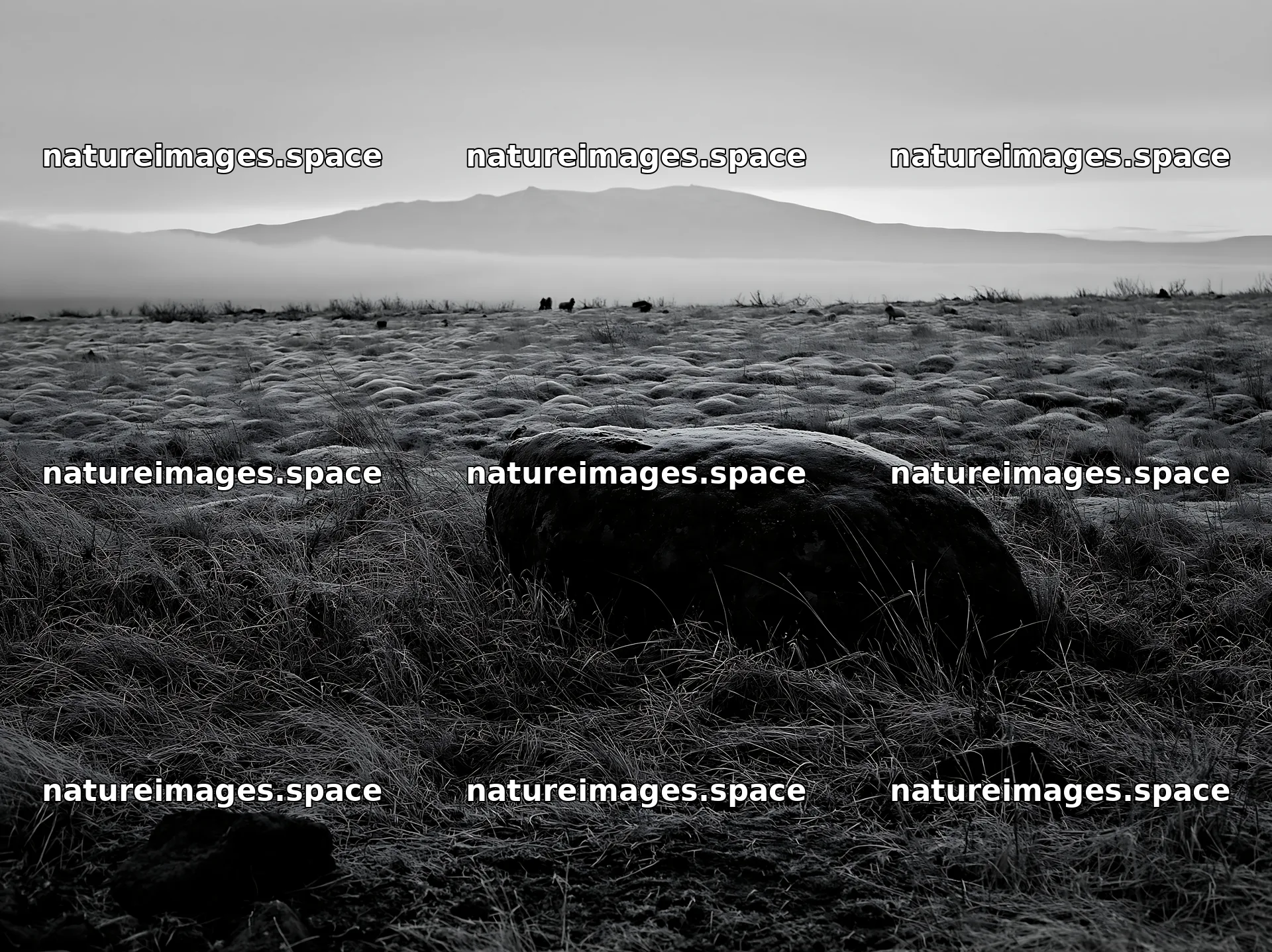 Aomori climate resilient meadow with boulder at sunrise – nature images 9174x6866