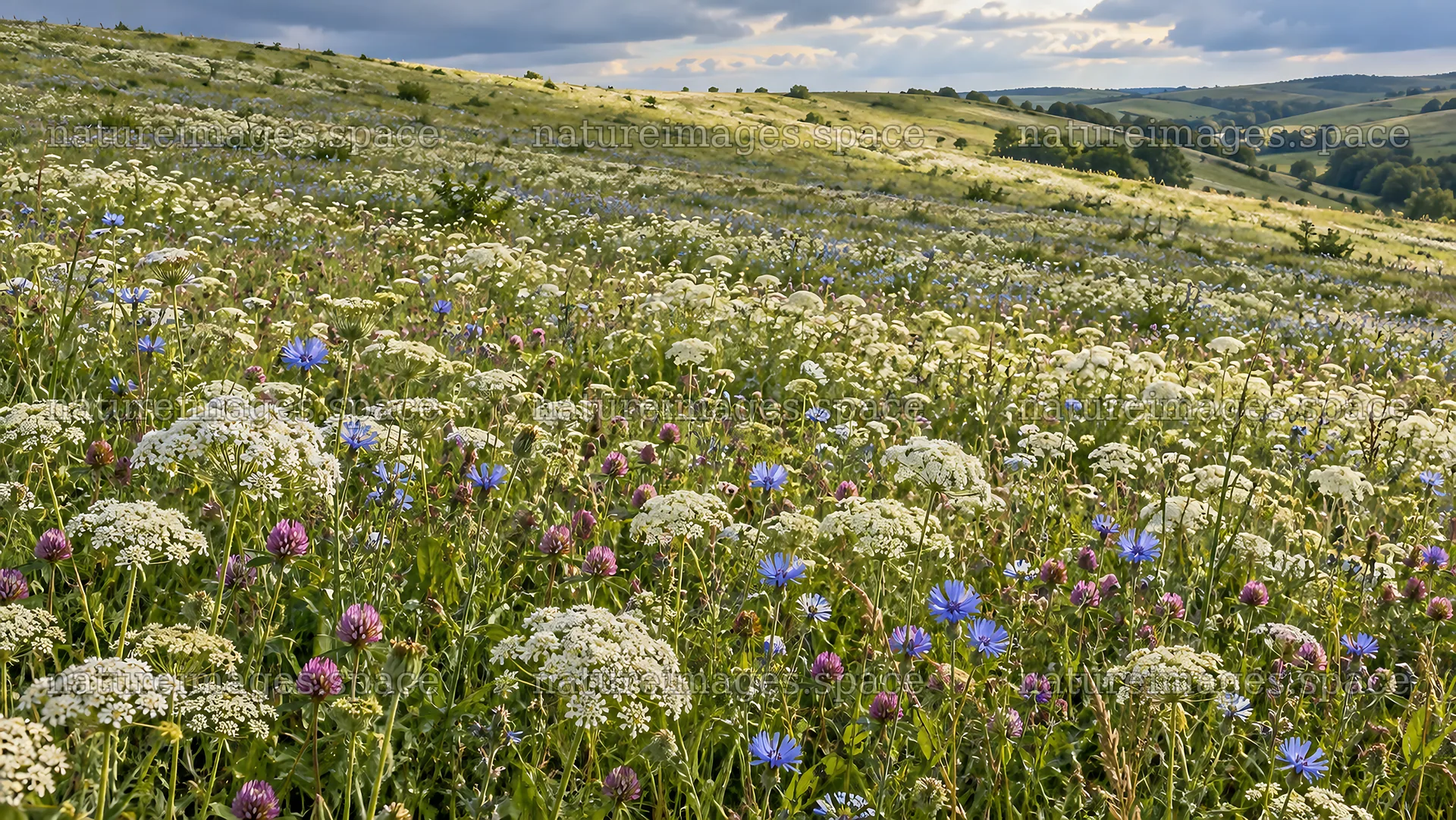 Wildflower Meadow Across Rolling Hills – nature images 10324x5812