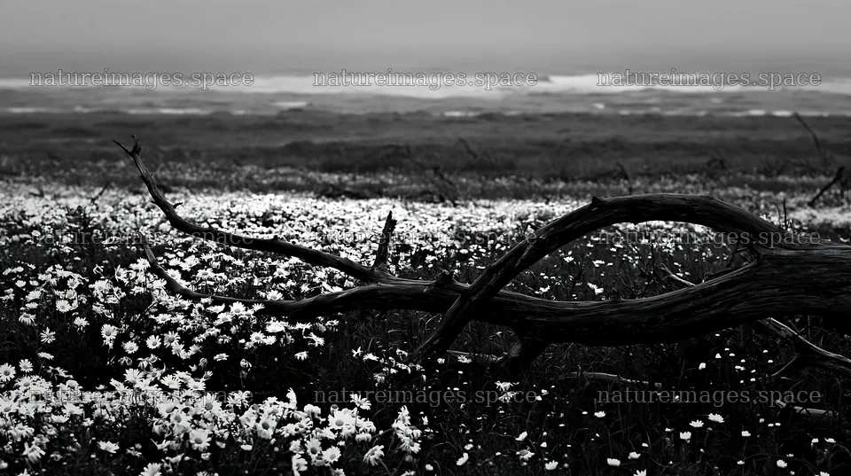 Ishikawa coastal meadow with storm washed driftwood – nature images 10608x5938