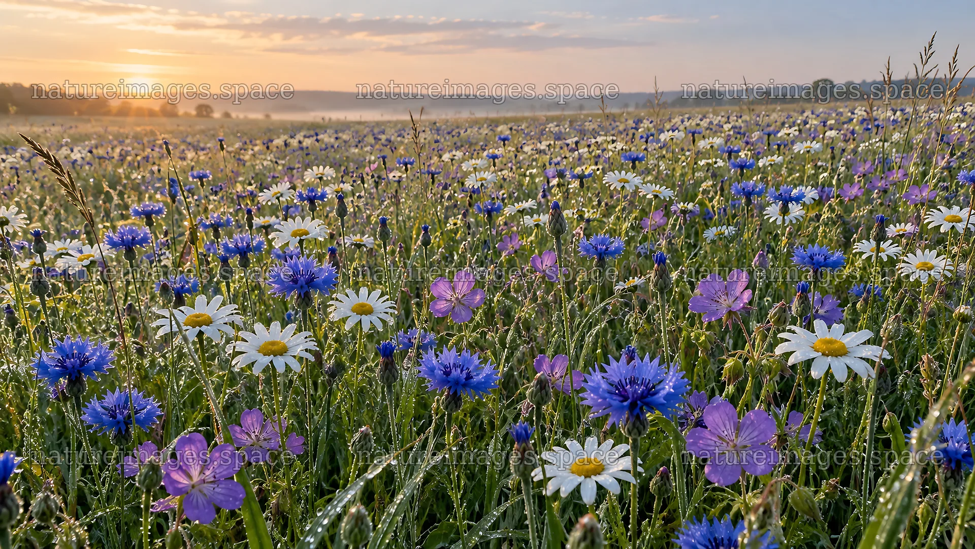 Wildflower Meadow in the Evening Sun – nature images 10324x5812