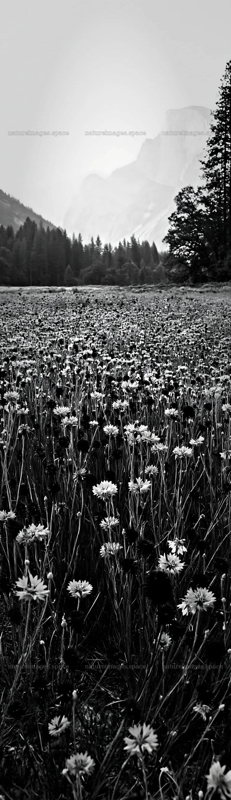 Cascade valley flower meadow at dusk – nature images 4268x14762