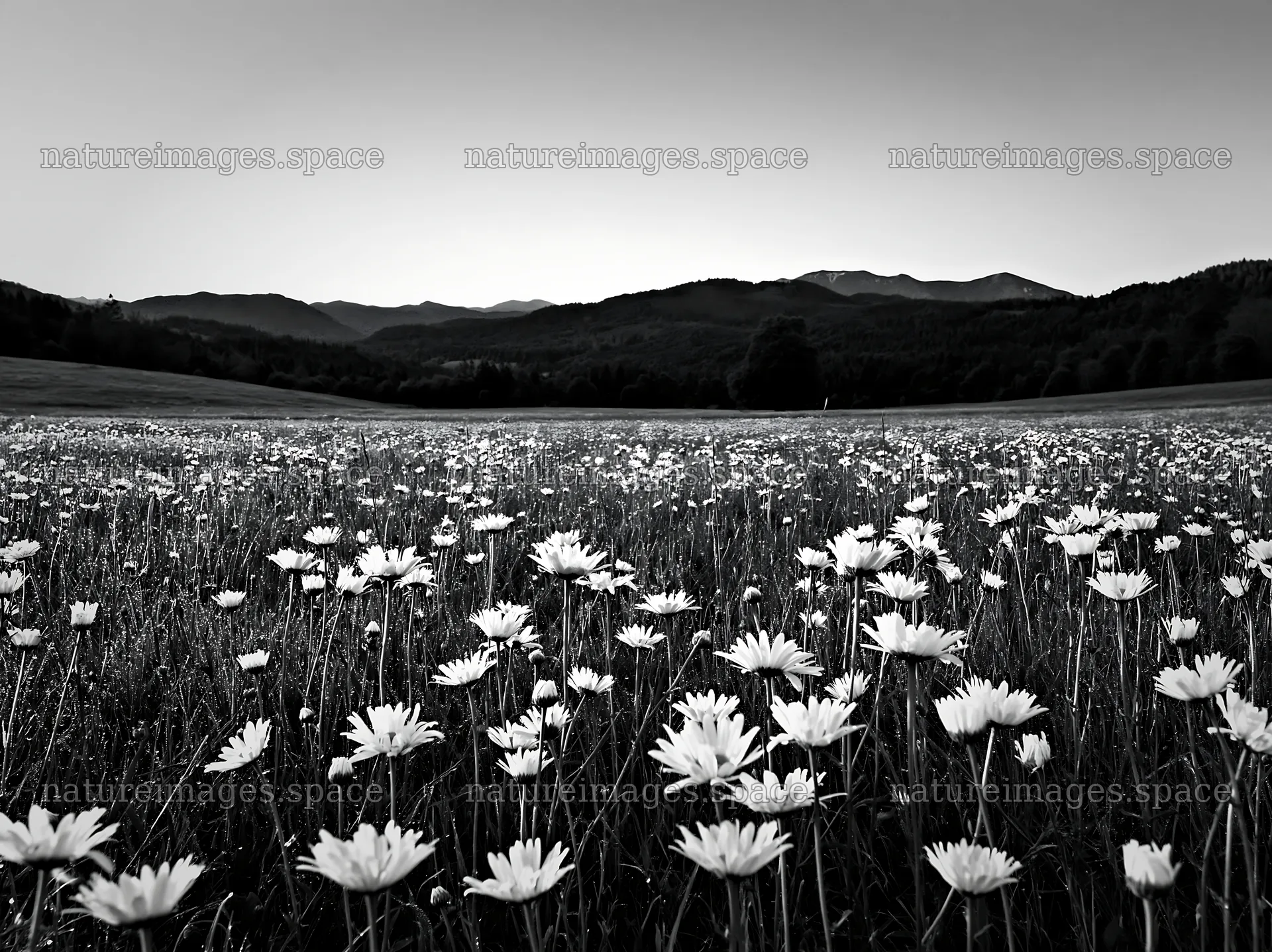 Spring meadow with flowers and mountains in the background – nature images 9174x6866