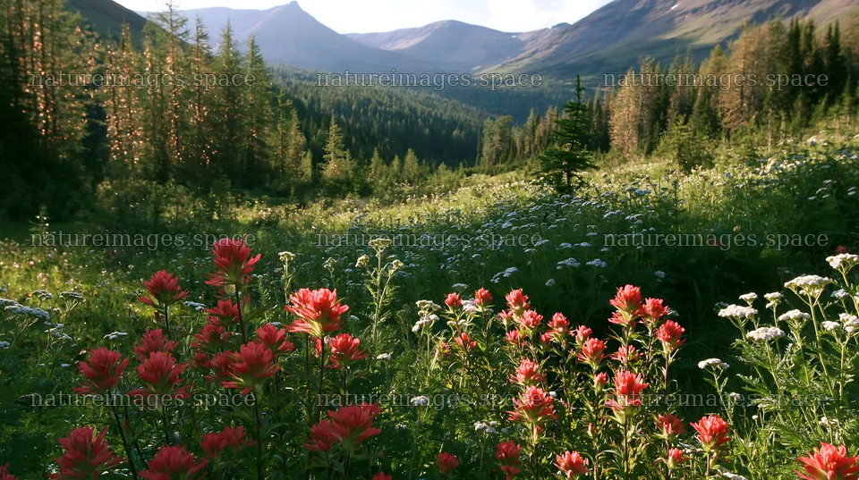 Christmas lights in deep mountain valley meadow – nature images 10608x5938