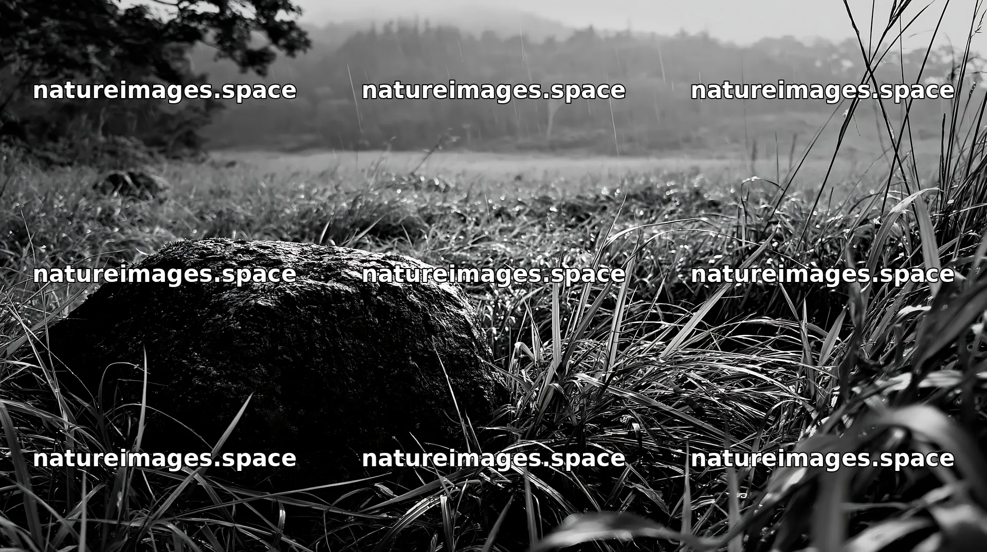 Aomori climate resilient meadow with boulder in grassy field – nature images 10608x5938