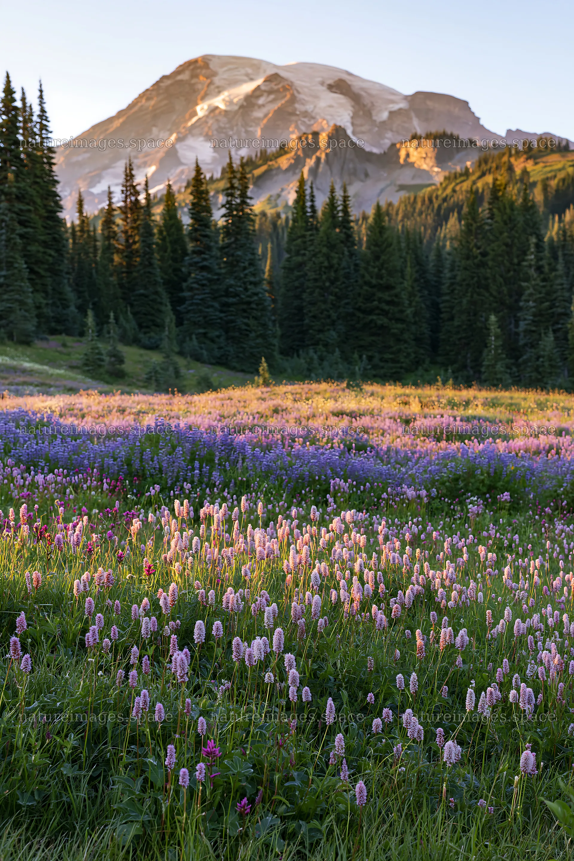 Mount Rainier wildflower meadow sunrise showcasing blooming flowers – nature images 6480x9722