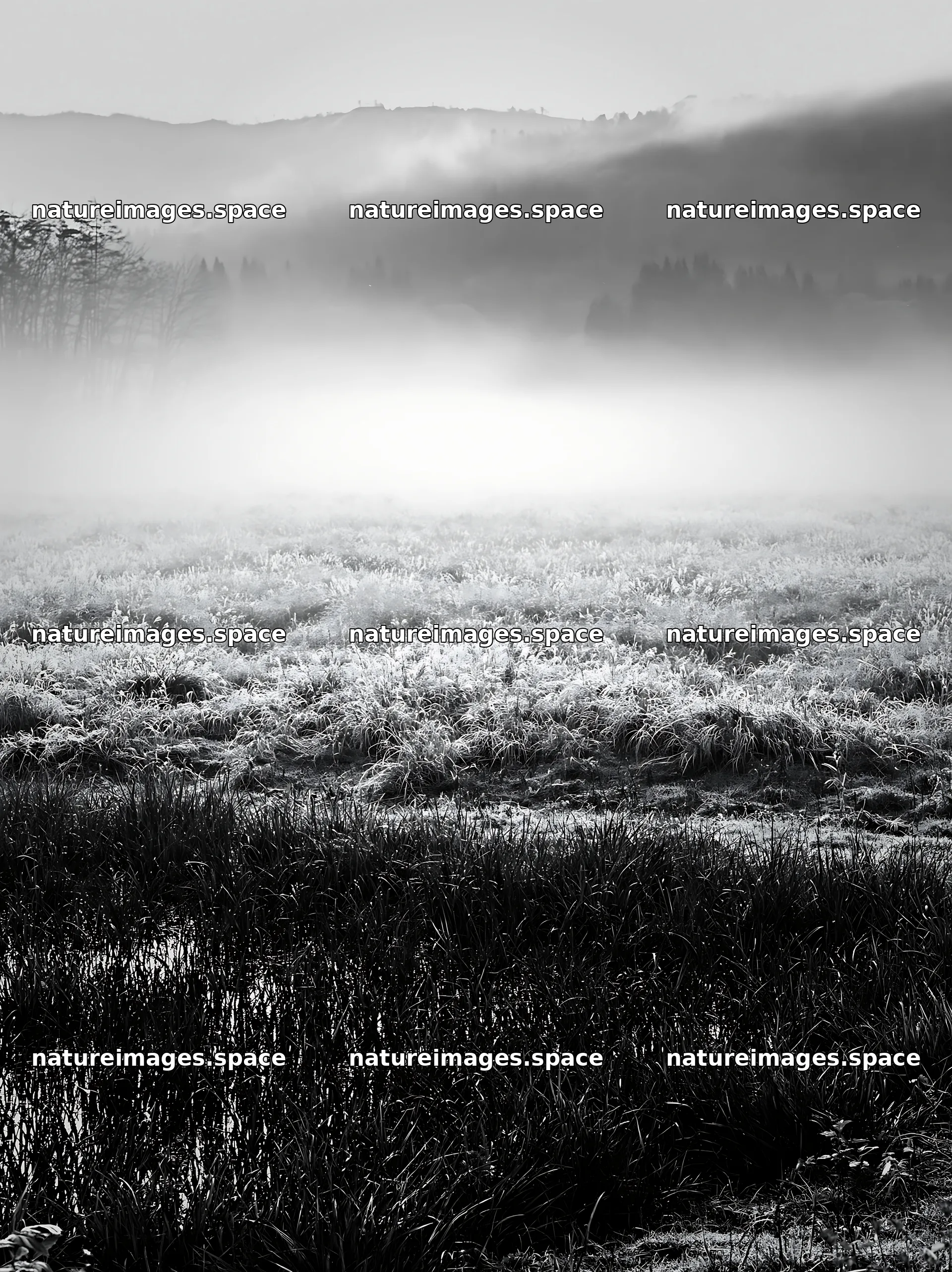 Akita snowmelt meadow with silver grasses in early morning light – nature images 6866x9174