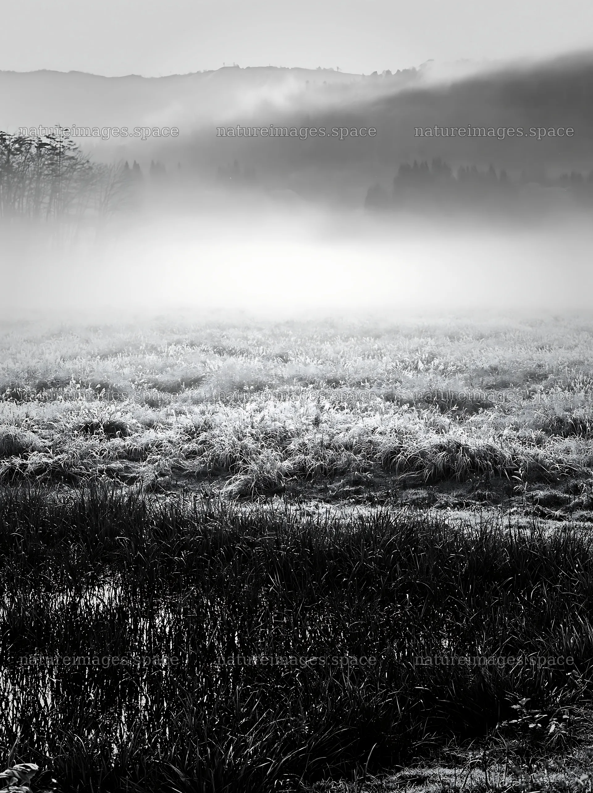 Akita snowmelt meadow with silver grasses in early morning light – nature images 6866x9174