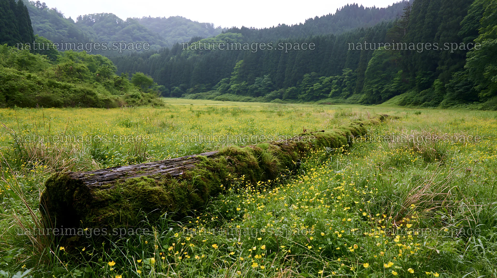 Gifu low carbon meadow mossy log in a green landscape – nature images 10608x5938