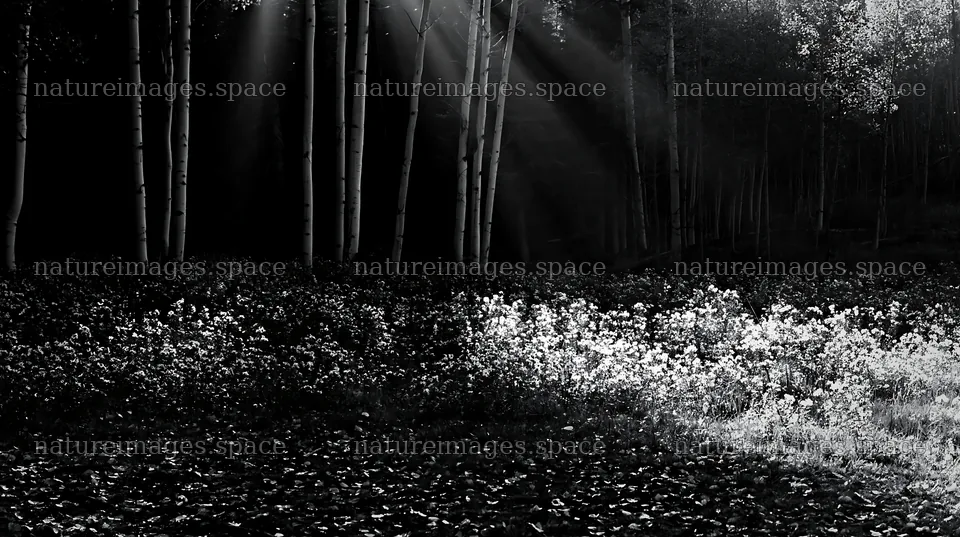 Crepuscular rays shine through trees over a meadow – nature images 10608x5938