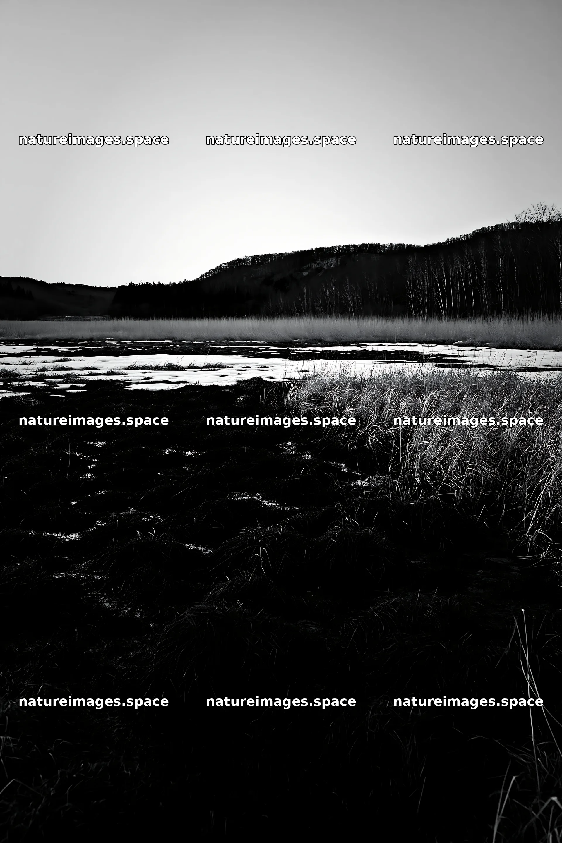 Akita snowmelt meadow with silver grasses at dusk – nature images 6480x9722