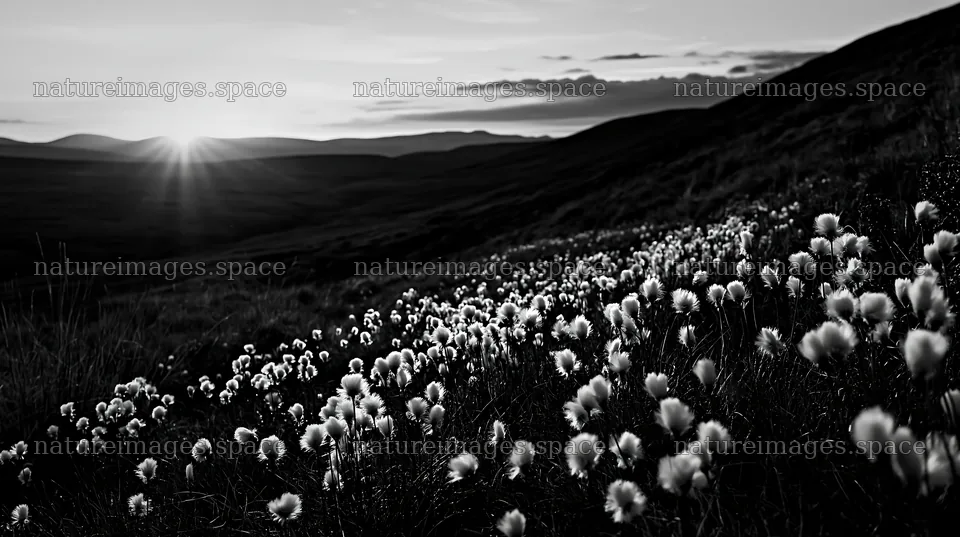Cottongrass meadow glow during sunset – nature images 10608x5938