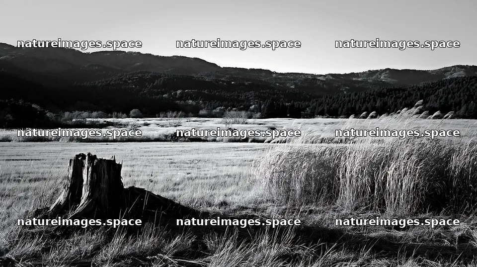 Fukushima native meadow with weathered stump – nature images 10608x5938