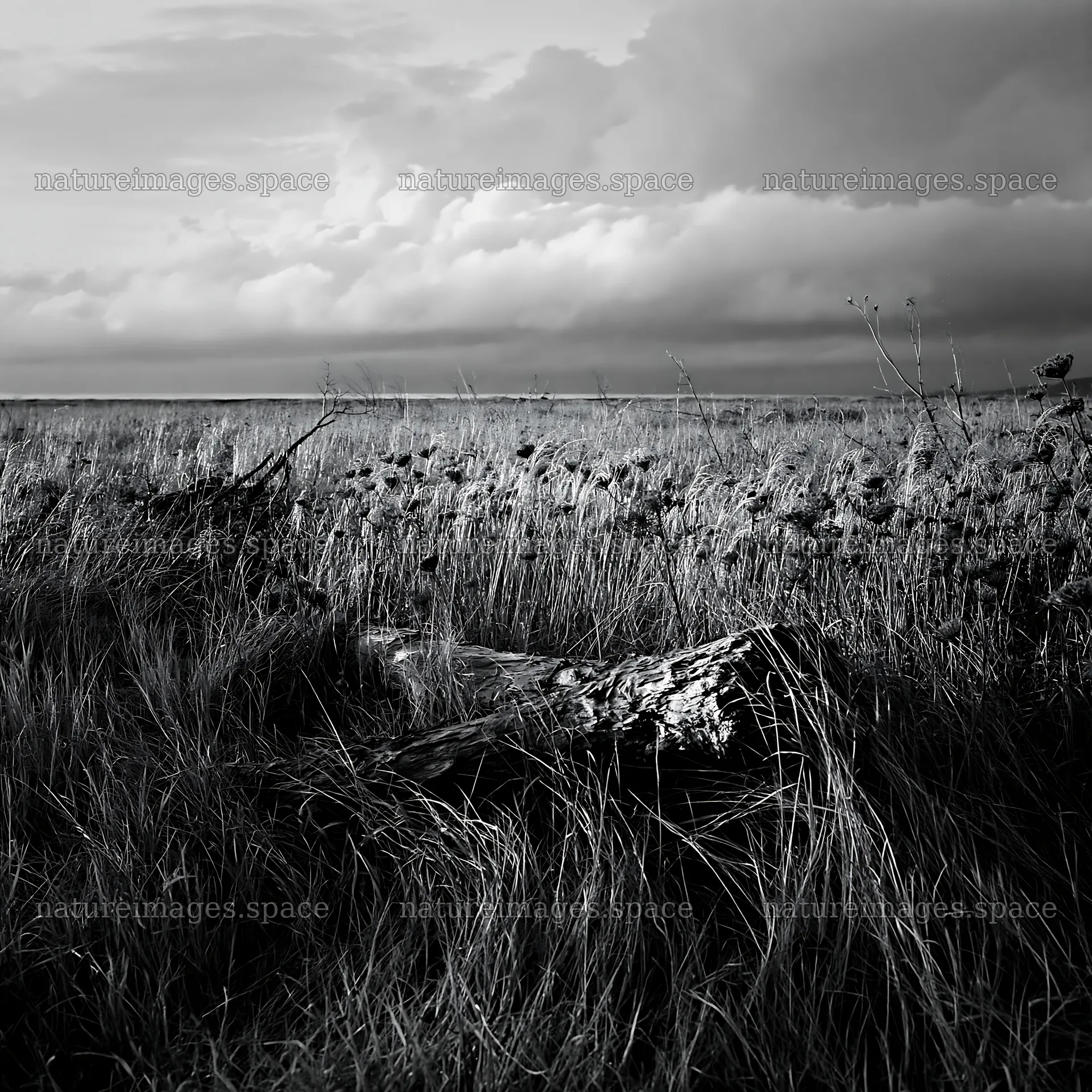 Ishikawa coastal meadow storm washed driftwood on grassy land – nature images 7938x7938