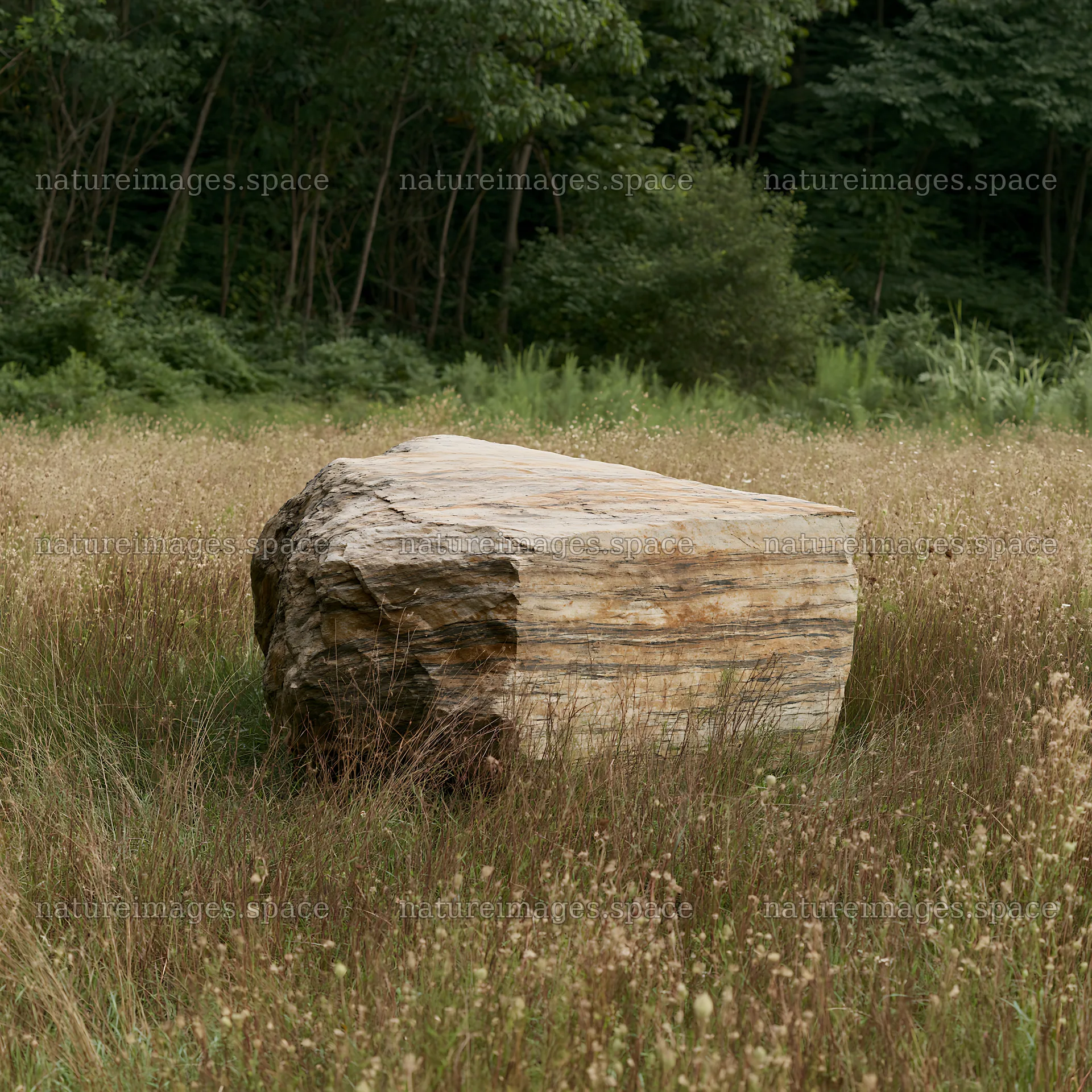 Nagano drought resilient meadow granite boulder in a grassy field – nature images 7938x7938