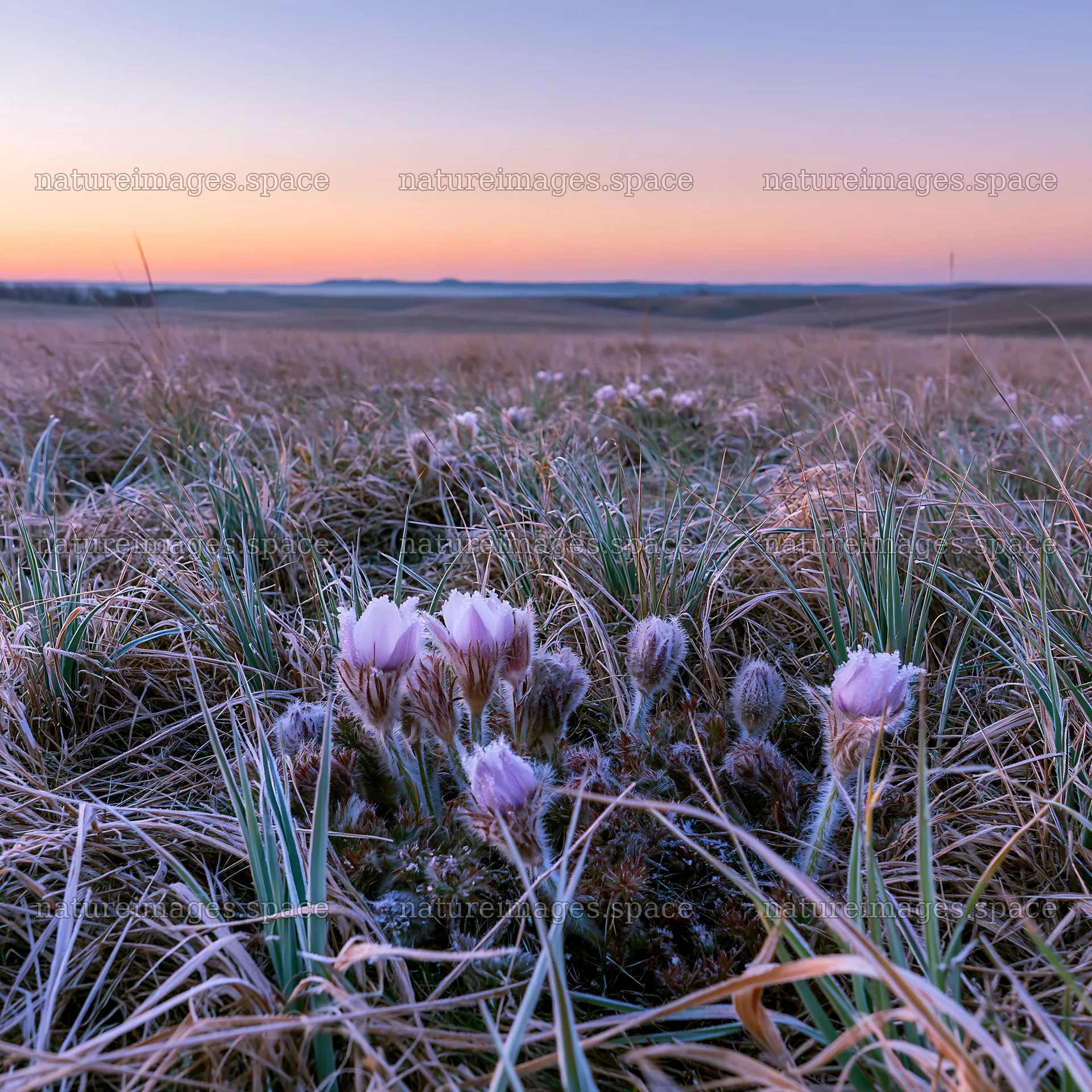 Spring meadow with blooming flowers at dusk – nature images 7938x7938
