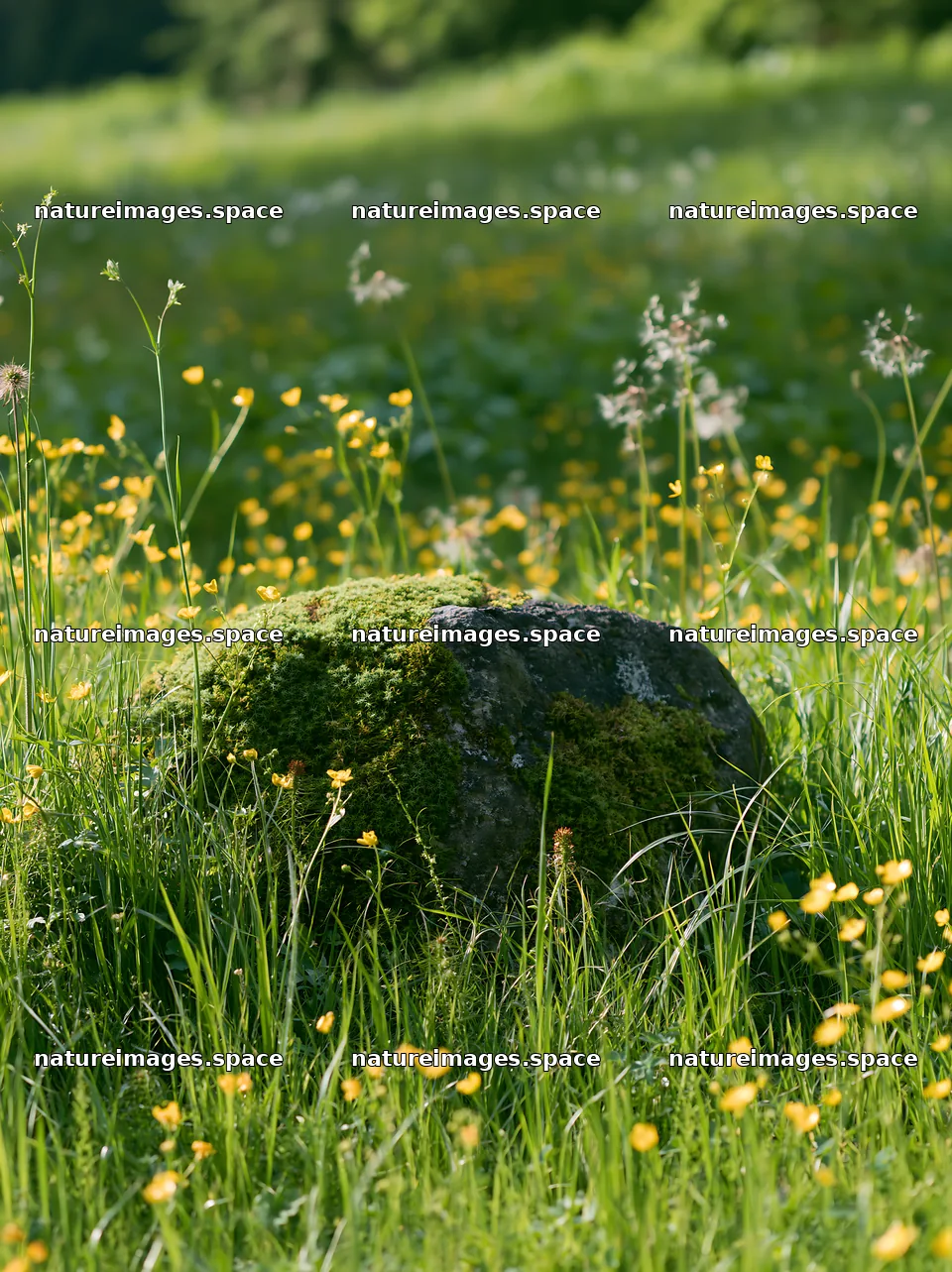Miyagi spring recovery meadow mossy stone in grassy field – nature images 6866x9174