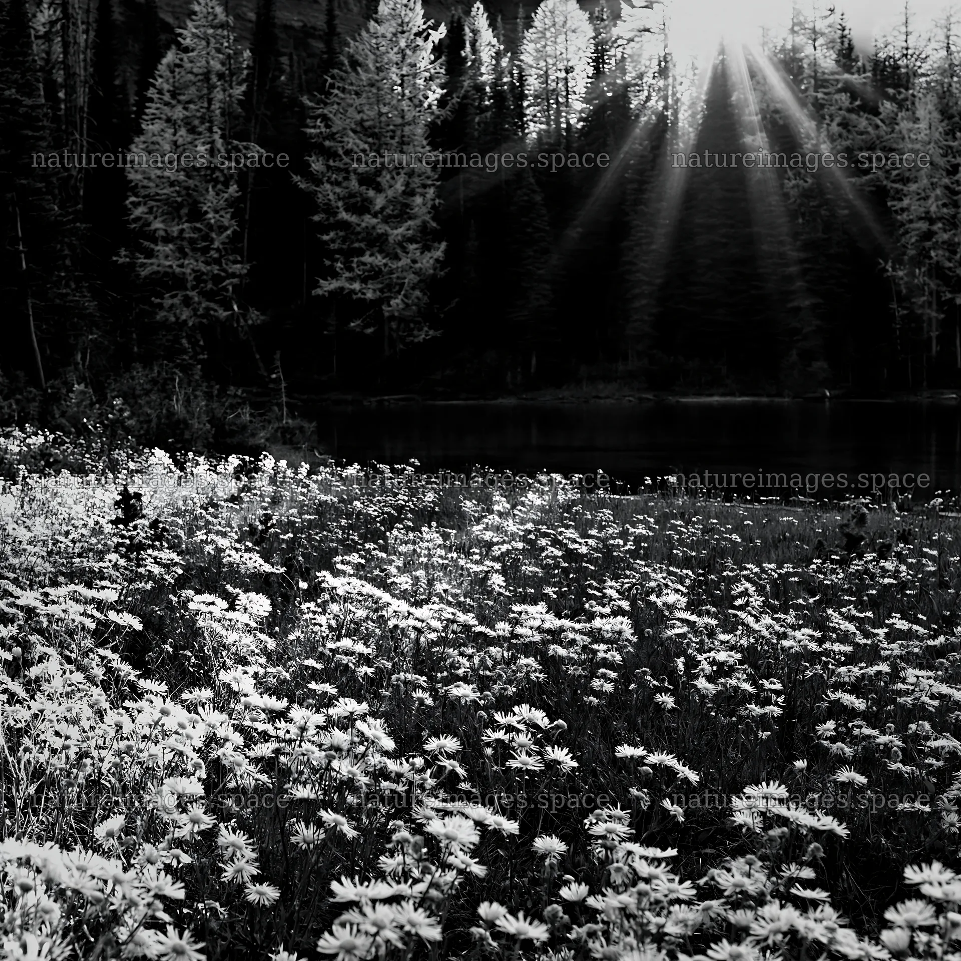 Sunlight filtering through trees at Sunshine Meadows Banff – nature images 7938x7938