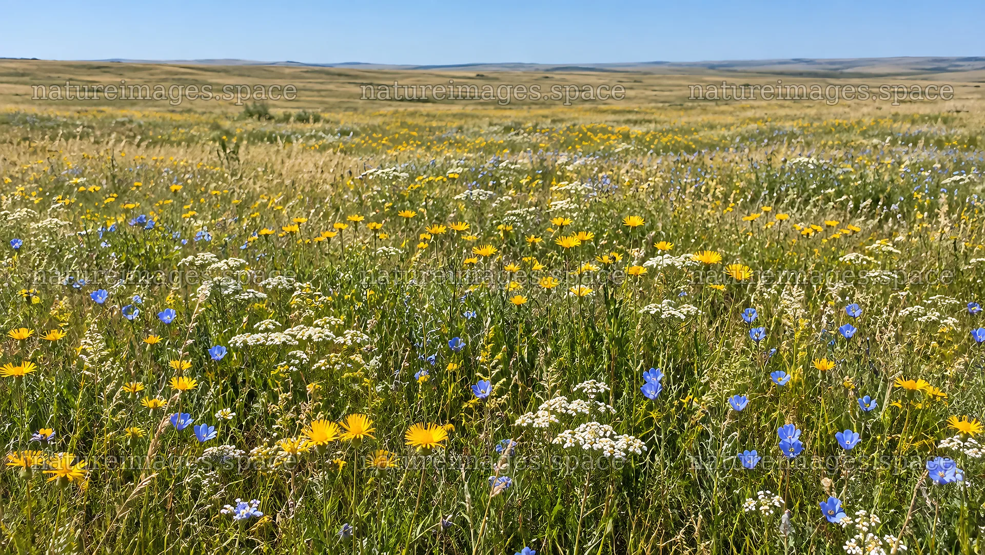 Colorful Wildflowers Across a Sunlit Meadow – nature images 10324x5812