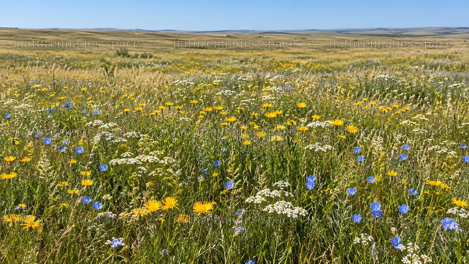 Colorful Wildflowers Across a Sunlit Meadow – nature images 10324x5812