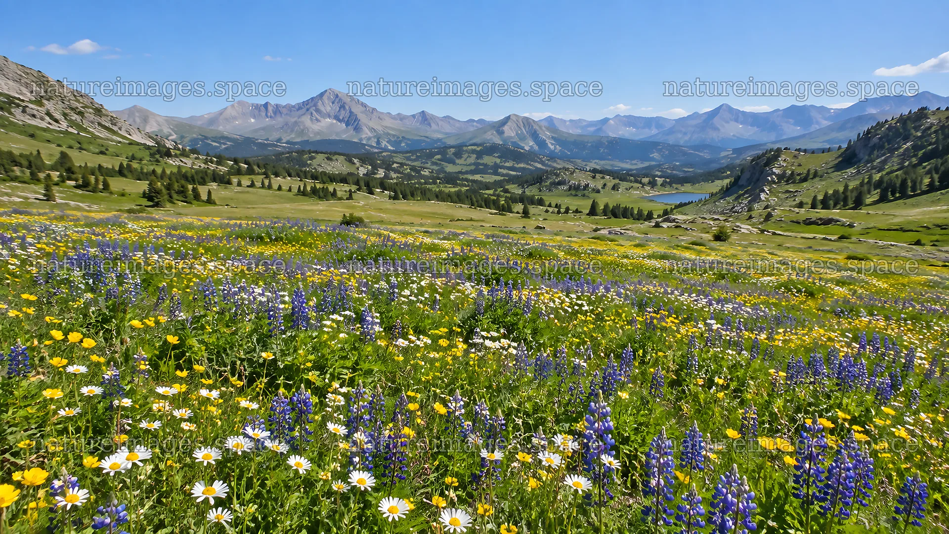 Wildflowers Across a Mountain Meadow – nature images 10324x5812
