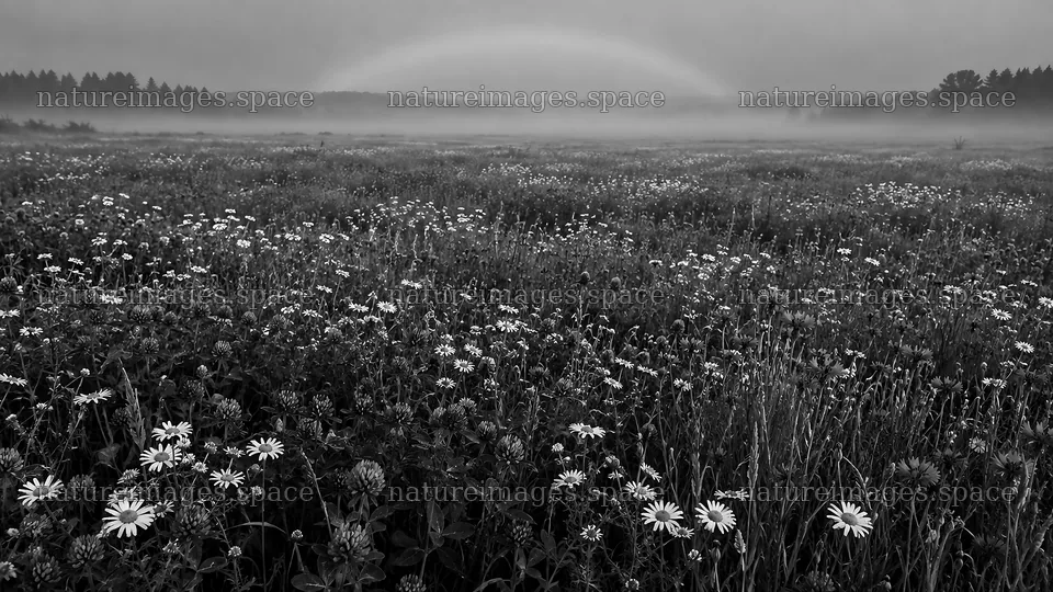 Dark Wildflower Meadow in Black and White – nature images 10324x5812