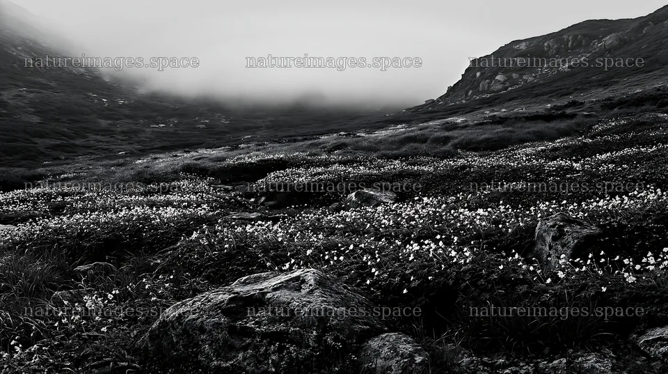 Toyama alpine meadow snowmelt rock foreground with greenery – nature images 10608x5938