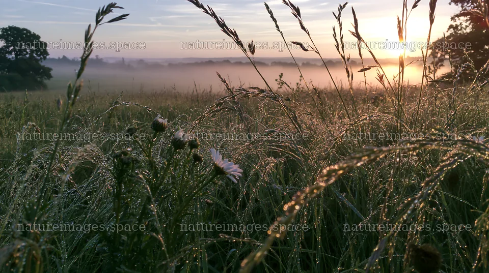 Meadow grass seedheads in early morning light – nature images 10608x5938